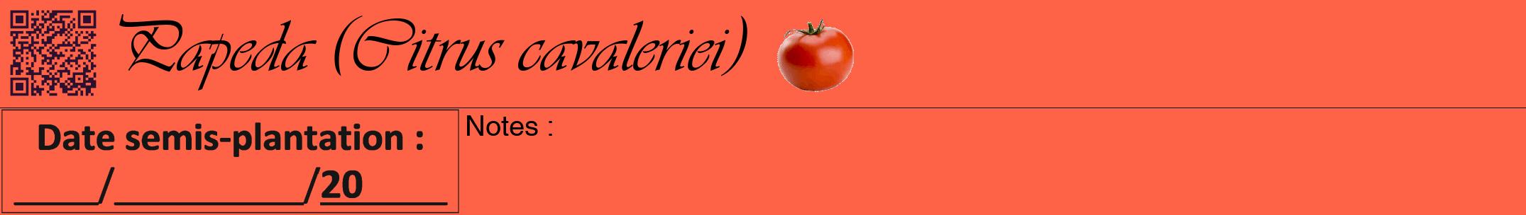 Étiquette de : Citrus cavaleriei - format a - style noire25viv avec qrcode et comestibilité simplifiée