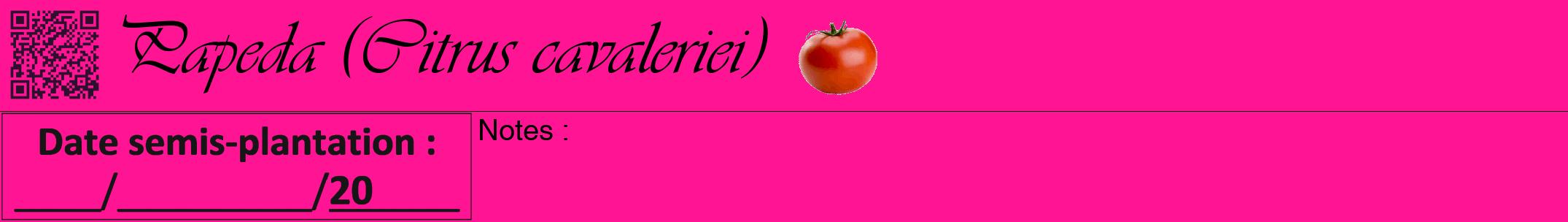 Étiquette de : Citrus cavaleriei - format a - style noire43viv avec qrcode et comestibilité simplifiée