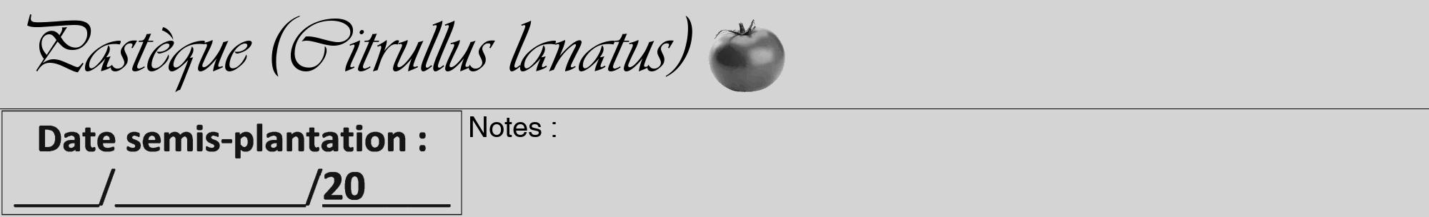 Étiquette de : Citrullus lanatus - format a - style noire40viv avec comestibilité simplifiée