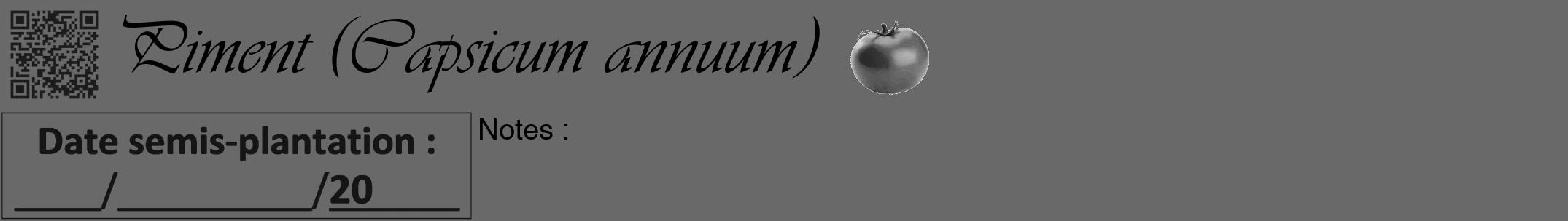 Étiquette de : Capsicum annuum - format a - style noire51viv avec qrcode et comestibilité simplifiée