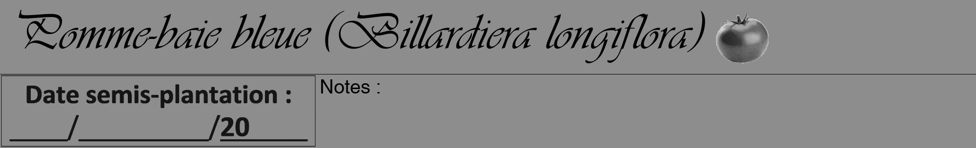 Étiquette de : Billardiera longiflora - format a - style noire2viv avec comestibilité simplifiée