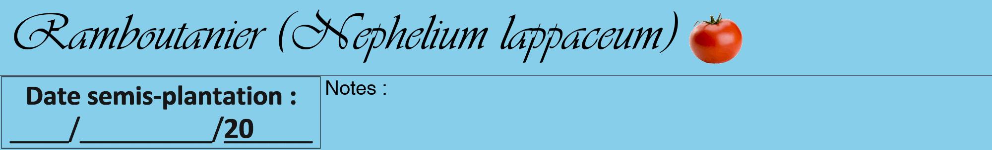 Étiquette de : Nephelium lappaceum - format a - style noire1viv avec comestibilité simplifiée