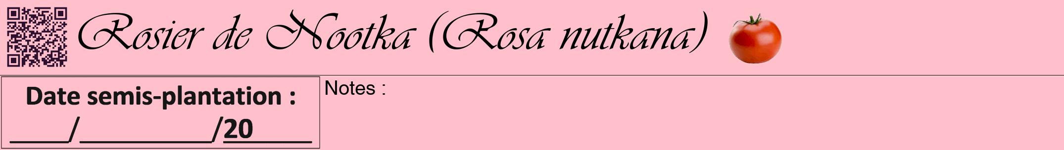 Étiquette de : Rosa nutkana - format a - style noire40viv avec qrcode et comestibilité simplifiée