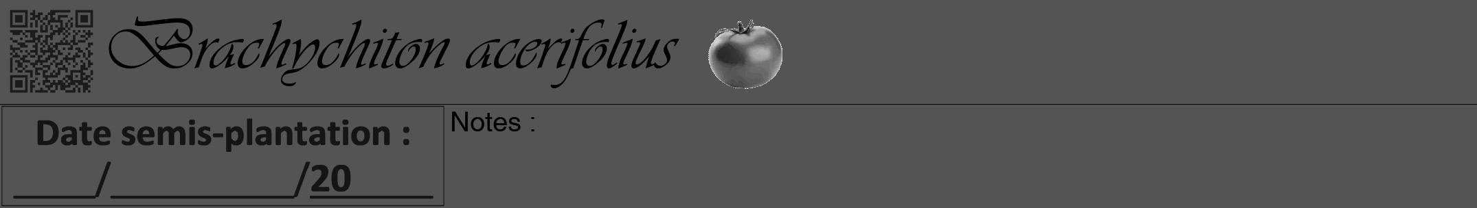 Étiquette de : Brachychiton acerifolius - format a - style noire36viv avec qrcode et comestibilité simplifiée