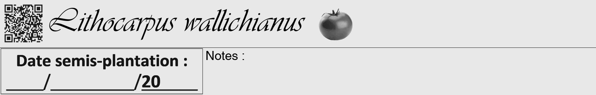 Étiquette de : Lithocarpus wallichianus - format a - style noire55basiqueviv avec qrcode et comestibilité simplifiée