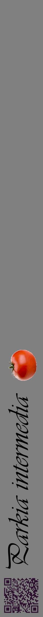 Étiquette de : Parkia intermedia - format a - style noire57viv avec qrcode et comestibilité simplifiée