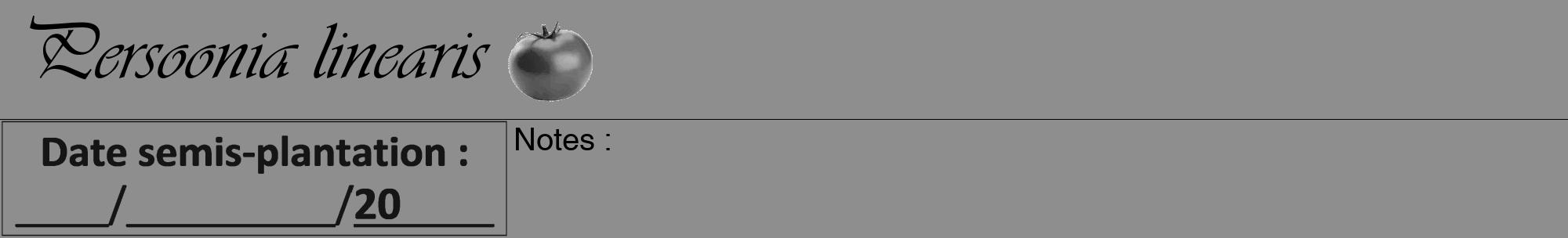 Étiquette de : Persoonia linearis - format a - style noire25viv avec comestibilité simplifiée