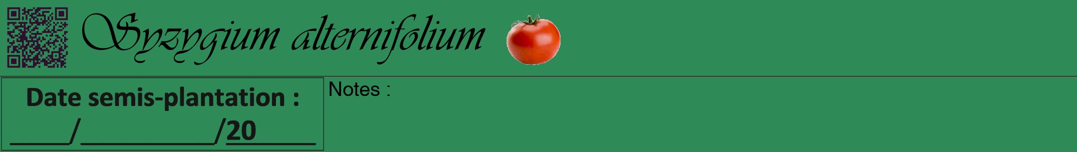 Étiquette de : Syzygium alternifolium - format a - style noire11viv avec qrcode et comestibilité simplifiée