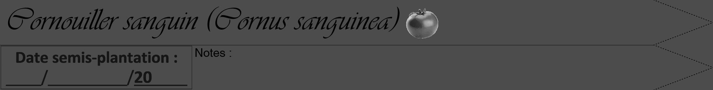 Étiquette de : Cornus sanguinea - format b - style noire27viv avec comestibilité simplifiée