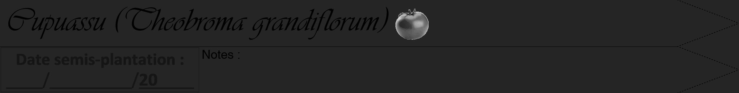 Étiquette de : Theobroma grandiflorum - format b - style noire47simpleviv avec comestibilité simplifiée