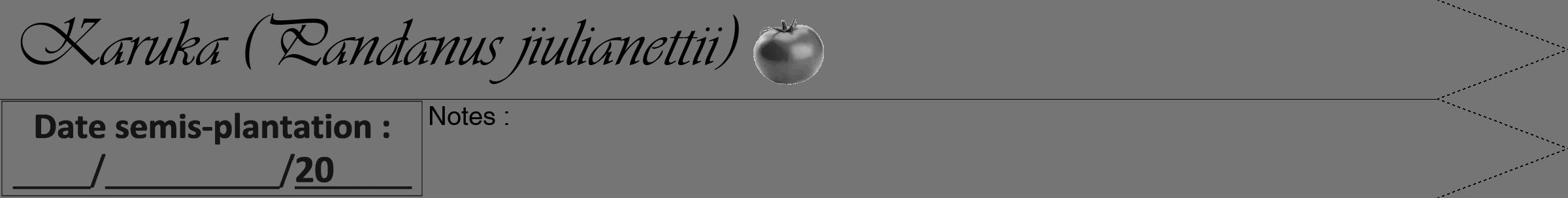 Étiquette de : Pandanus jiulianettii - format b - style noire5viv avec comestibilité simplifiée