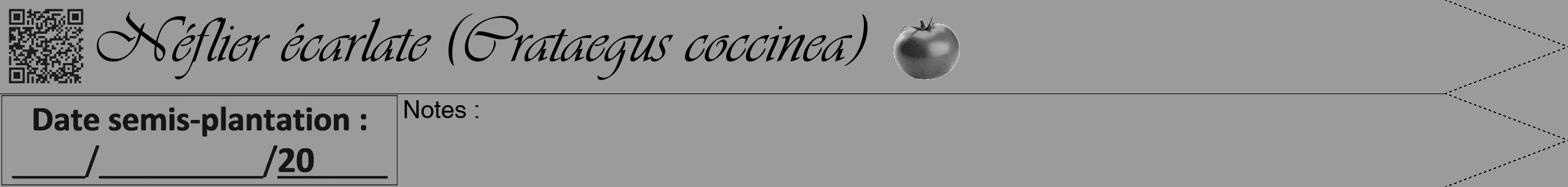Étiquette de : Crataegus coccinea - format b - style noire52viv avec qrcode et comestibilité simplifiée
