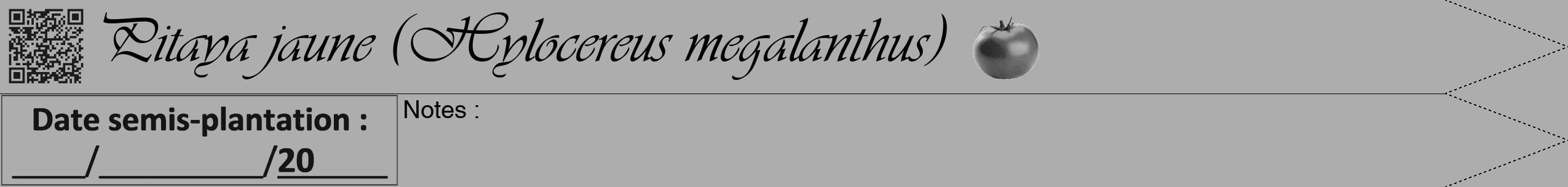 Étiquette de : Hylocereus megalanthus - format b - style noire22viv avec qrcode et comestibilité simplifiée
