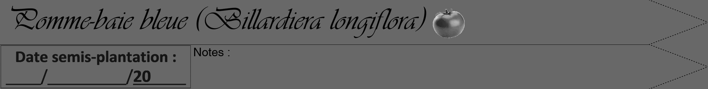 Étiquette de : Billardiera longiflora - format b - style noire43viv avec comestibilité simplifiée