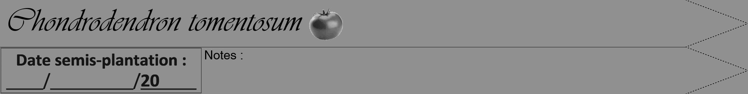 Étiquette de : Chondrodendron tomentosum - format b - style noire4viv avec comestibilité simplifiée