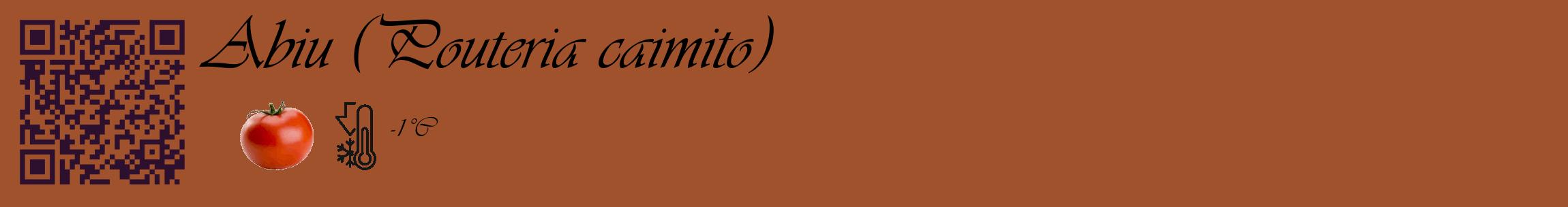 Étiquette de : Pouteria caimito - format c - style noire32_basique_basiqueviv avec qrcode et comestibilité simplifiée