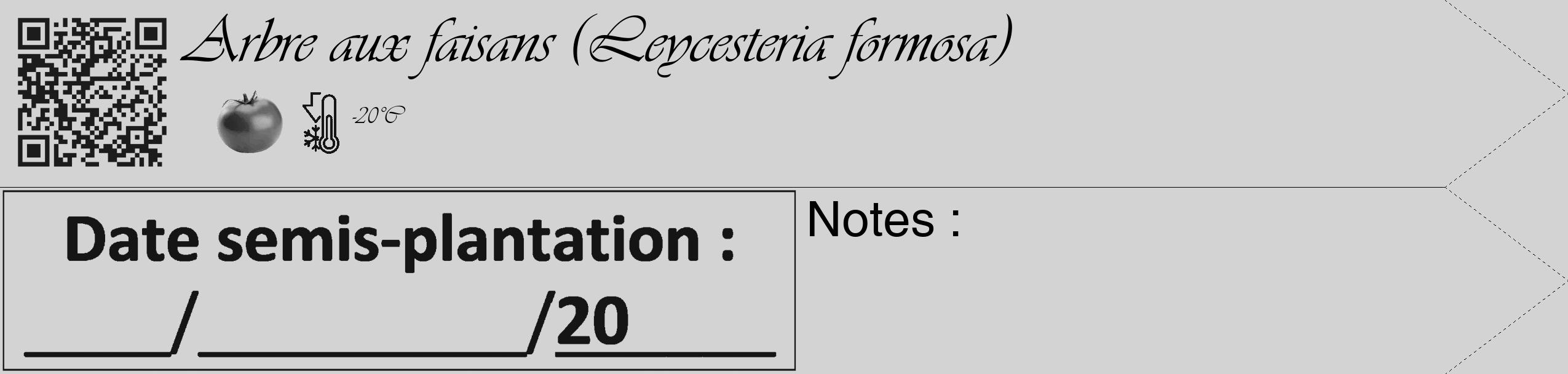 Étiquette de : Leycesteria formosa - format c - style noire56_simple_simpleviv avec qrcode et comestibilité simplifiée