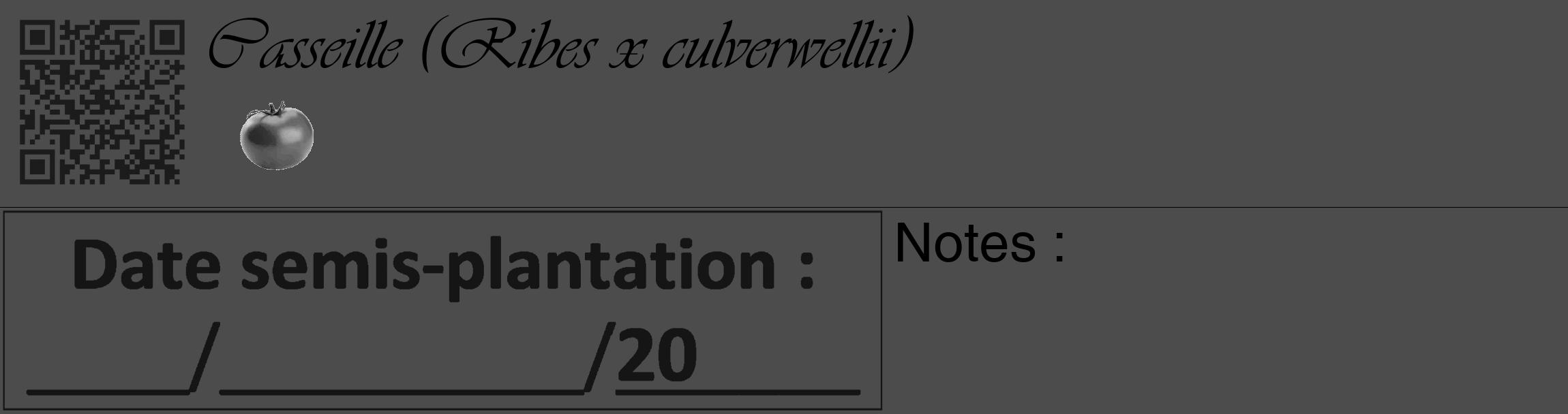 Étiquette de : Ribes x culverwellii - format c - style noire27_basique_basiqueviv avec qrcode et comestibilité simplifiée