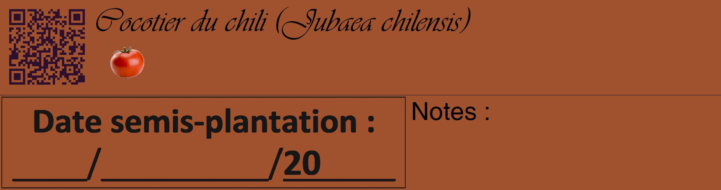 Étiquette de : Jubaea chilensis - format c - style noire32basique_basique_basiqueviv avec qrcode et comestibilité simplifiée