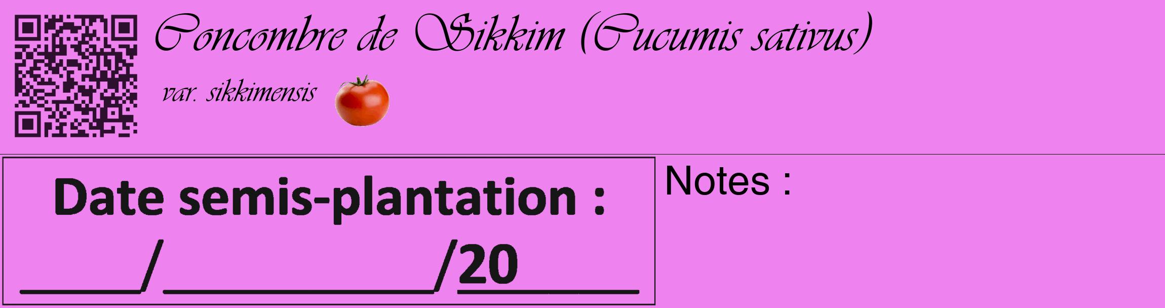 Étiquette de : Cucumis sativus var. sikkimensis - format c - style noire53basique_basique_basiqueviv avec qrcode et comestibilité simplifiée