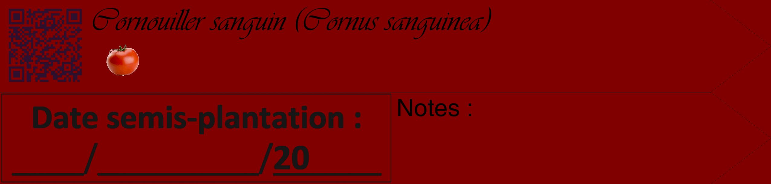 Étiquette de : Cornus sanguinea - format c - style noire29_simple_simpleviv avec qrcode et comestibilité simplifiée