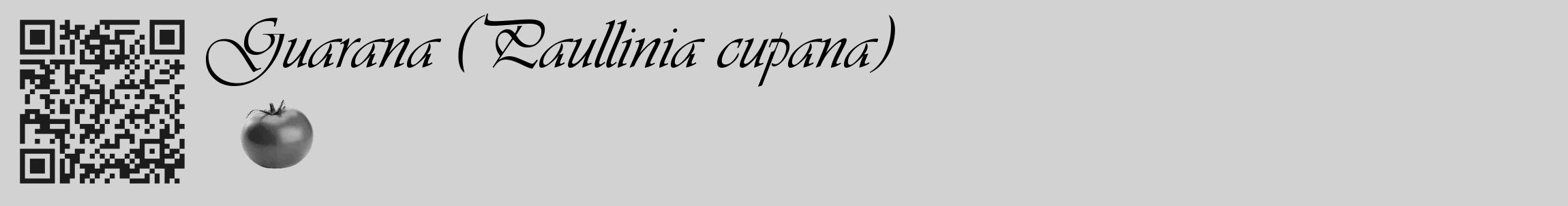Étiquette de : Paullinia cupana - format c - style noire14_basique_basiqueviv avec qrcode et comestibilité simplifiée
