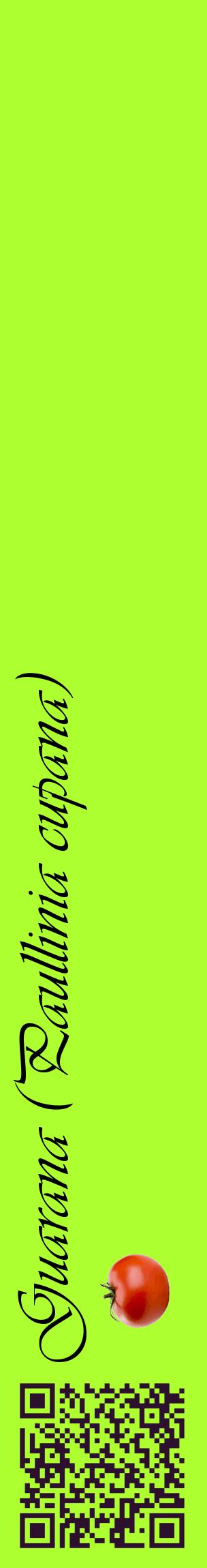 Étiquette de : Paullinia cupana - format c - style noire17_basiqueviv avec qrcode et comestibilité simplifiée