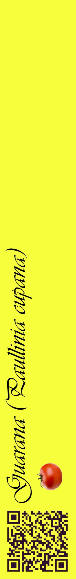 Étiquette de : Paullinia cupana - format c - style noire18_basiqueviv avec qrcode et comestibilité simplifiée