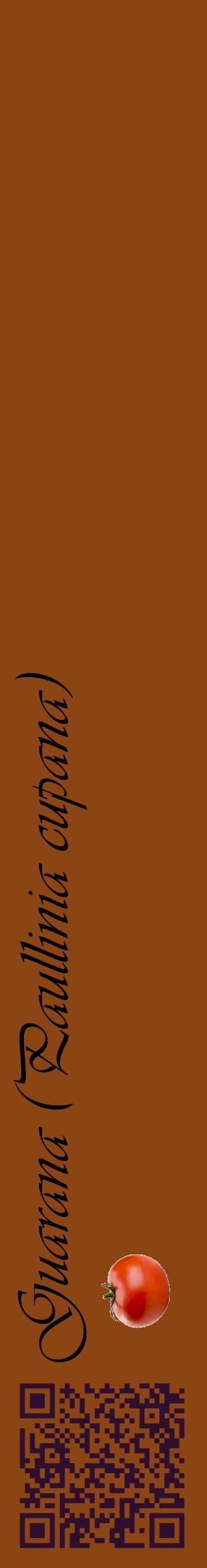 Étiquette de : Paullinia cupana - format c - style noire30_basiqueviv avec qrcode et comestibilité simplifiée