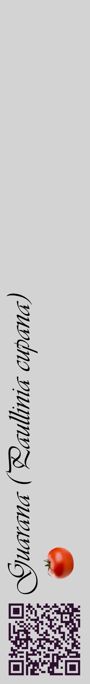 Étiquette de : Paullinia cupana - format c - style noire56_basiqueviv avec qrcode et comestibilité simplifiée