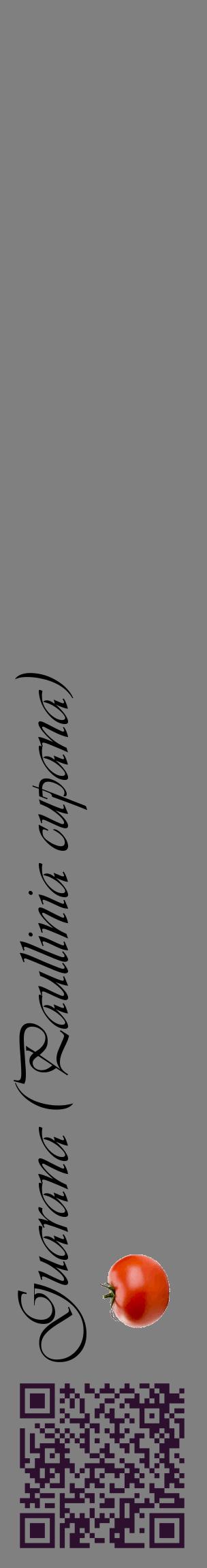Étiquette de : Paullinia cupana - format c - style noire57_basiqueviv avec qrcode et comestibilité simplifiée