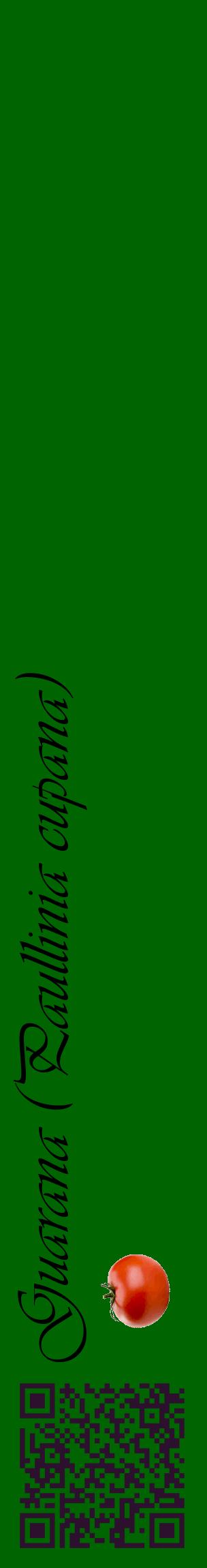 Étiquette de : Paullinia cupana - format c - style noire8_basiqueviv avec qrcode et comestibilité simplifiée