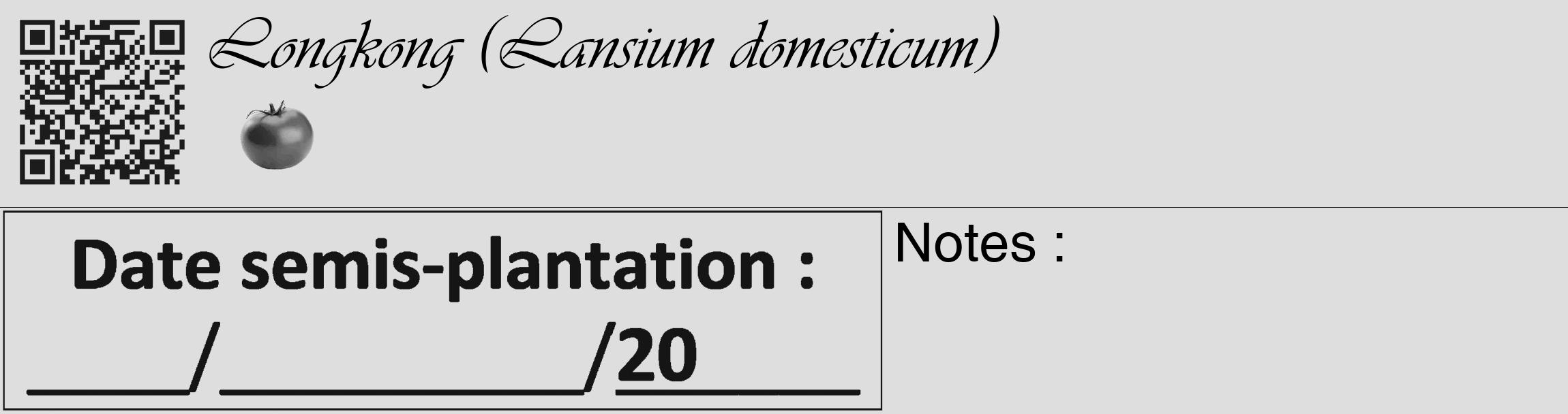 Étiquette de : Lansium domesticum - format c - style noire20_basique_basiqueviv avec qrcode et comestibilité simplifiée