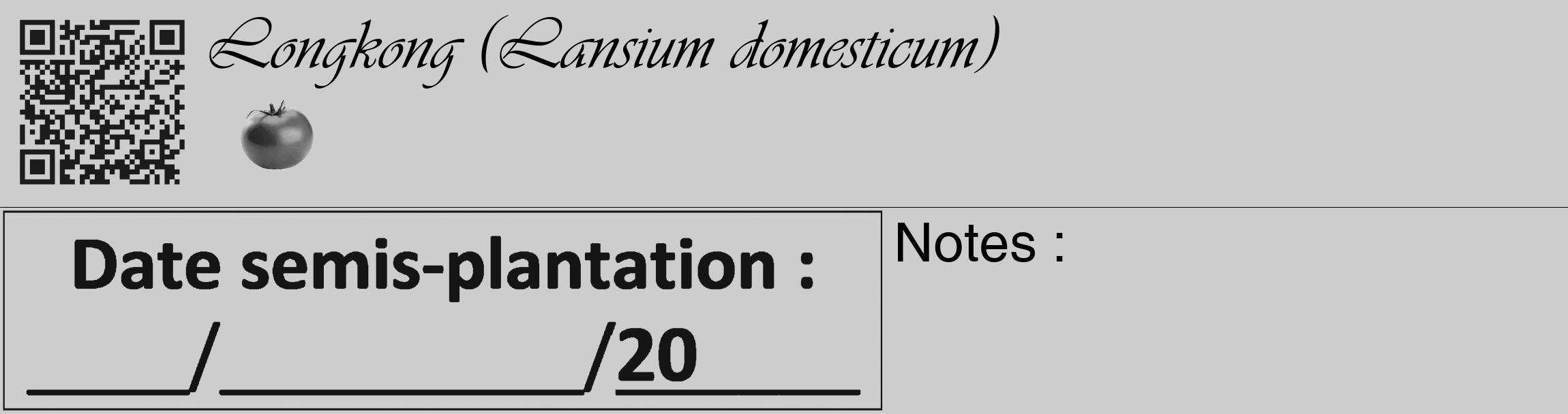 Étiquette de : Lansium domesticum - format c - style noire41_basique_basiqueviv avec qrcode et comestibilité simplifiée