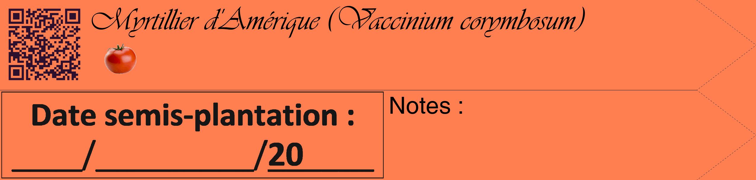 Étiquette de : Vaccinium corymbosum - format c - style noire24_simple_simpleviv avec qrcode et comestibilité simplifiée