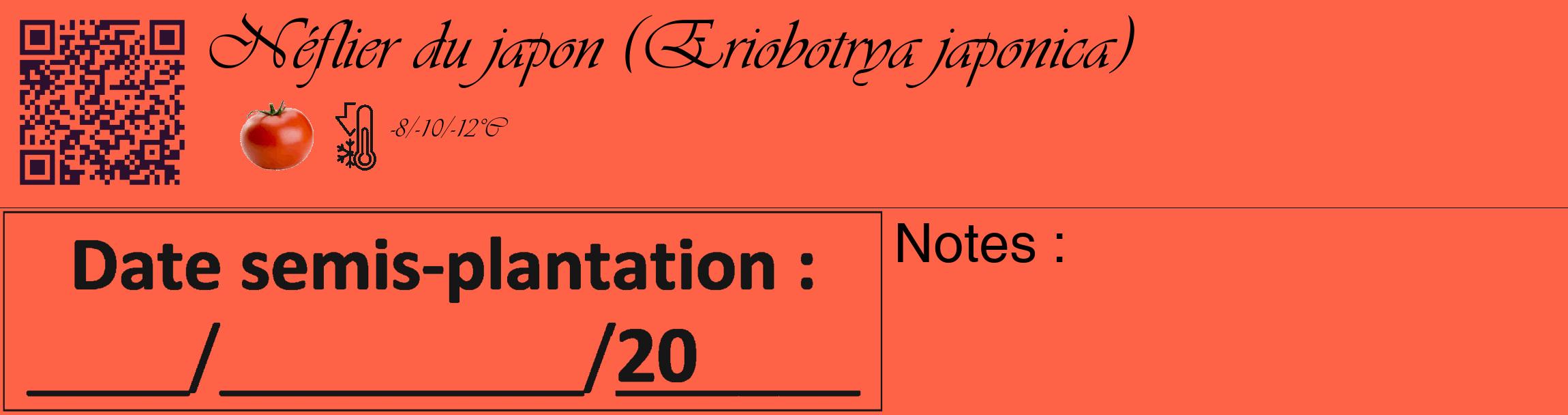 Étiquette de : Eriobotrya japonica - format c - style noire25_basique_basiqueviv avec qrcode et comestibilité simplifiée