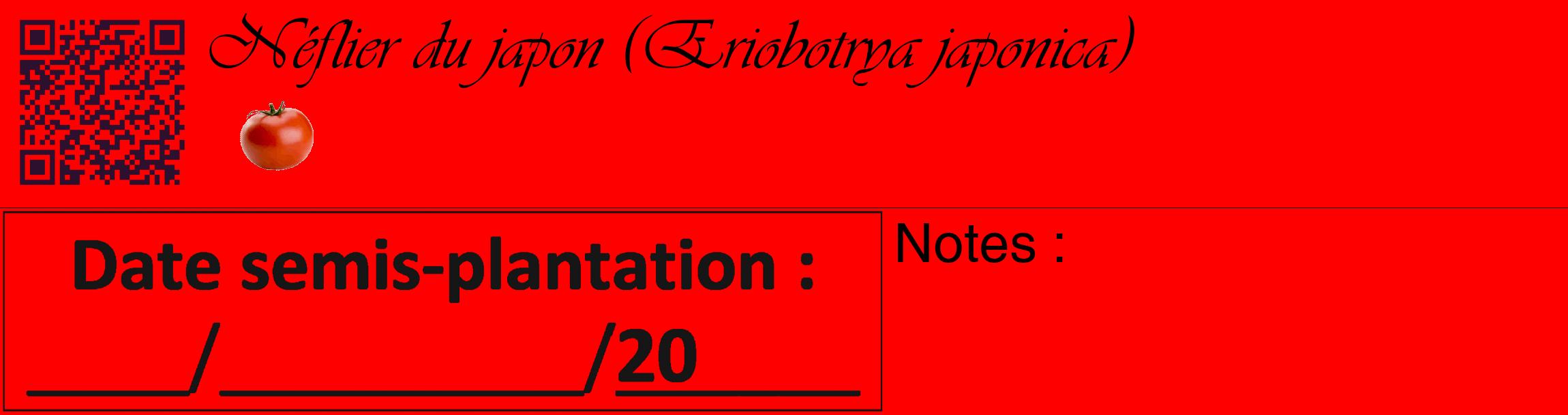 Étiquette de : Eriobotrya japonica - format c - style noire27_basique_basiqueviv avec qrcode et comestibilité simplifiée