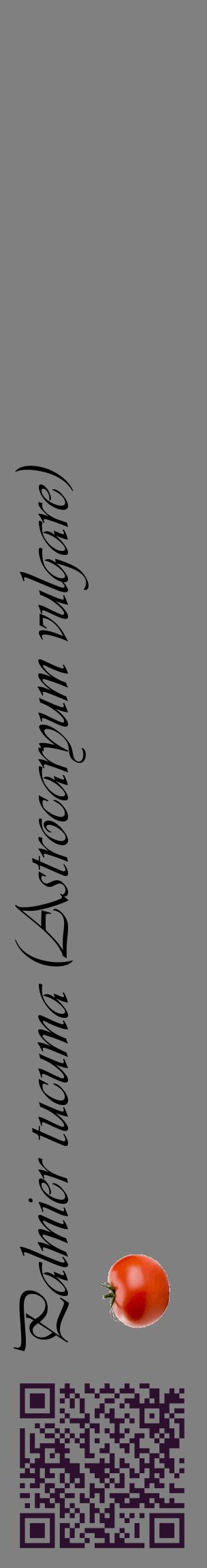 Étiquette de : Astrocaryum vulgare - format c - style noire57_basiqueviv avec qrcode et comestibilité simplifiée