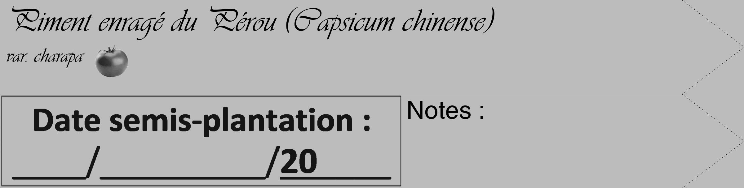 Étiquette de : Capsicum chinense var. charapa - format c - style noire1_simple_simpleviv avec comestibilité simplifiée
