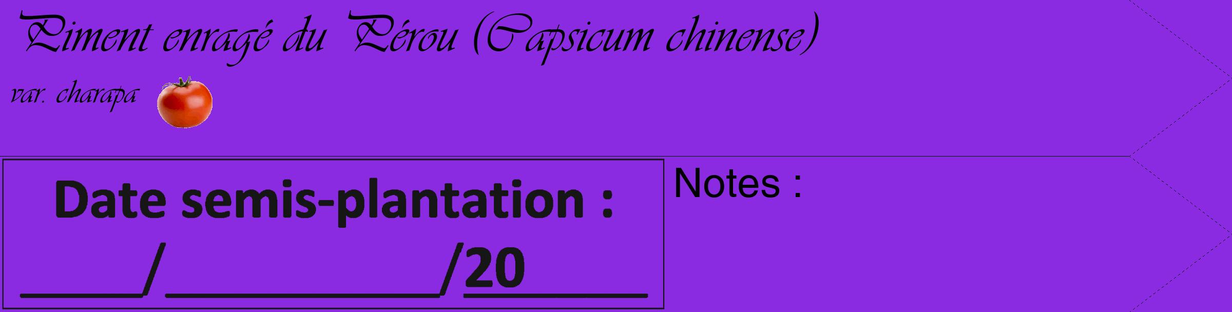 Étiquette de : Capsicum chinense var. charapa - format c - style noire49_simple_simpleviv avec comestibilité simplifiée