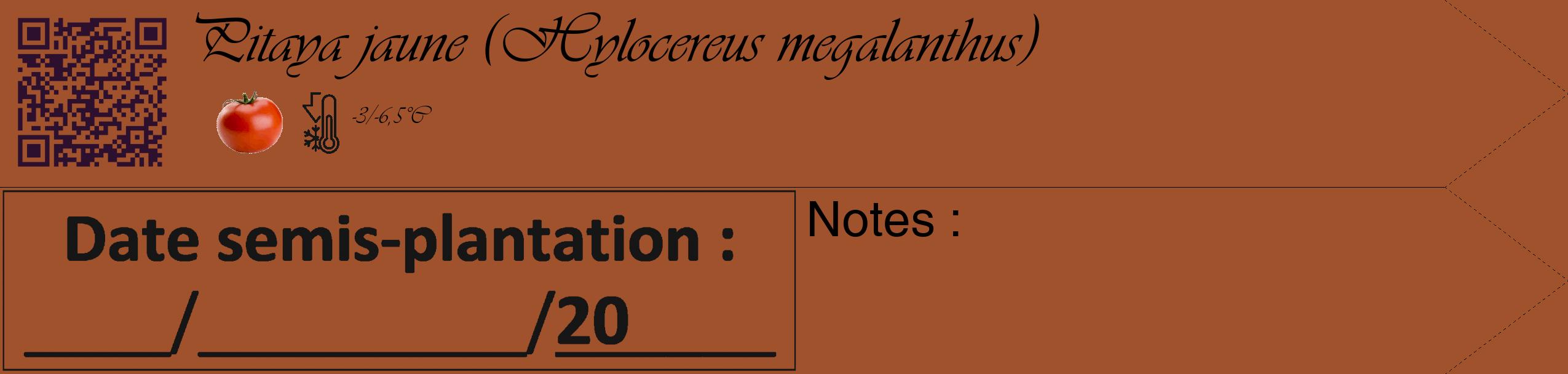 Étiquette de : Hylocereus megalanthus - format c - style noire32_simple_simpleviv avec qrcode et comestibilité simplifiée