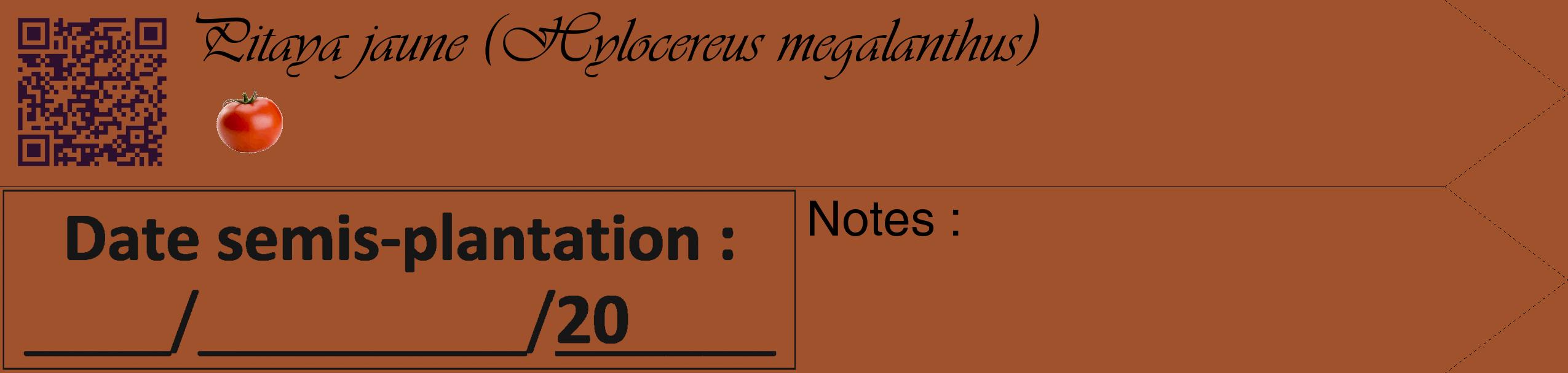 Étiquette de : Hylocereus megalanthus - format c - style noire32_simple_simpleviv avec qrcode et comestibilité simplifiée