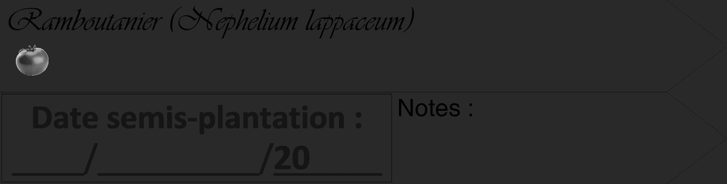 Étiquette de : Nephelium lappaceum - format c - style noire34_simple_simpleviv avec comestibilité simplifiée