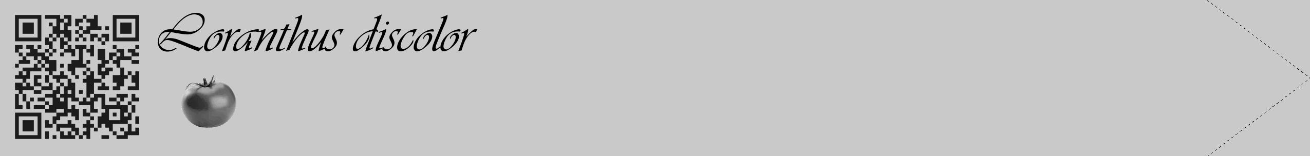 Étiquette de : Loranthus discolor - format c - style noire54_simple_simpleviv avec qrcode et comestibilité simplifiée