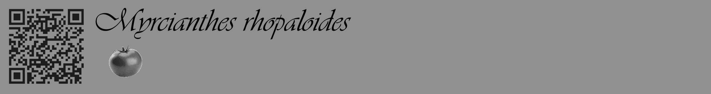 Étiquette de : Myrcianthes rhopaloides - format c - style noire4_basique_basiqueviv avec qrcode et comestibilité simplifiée