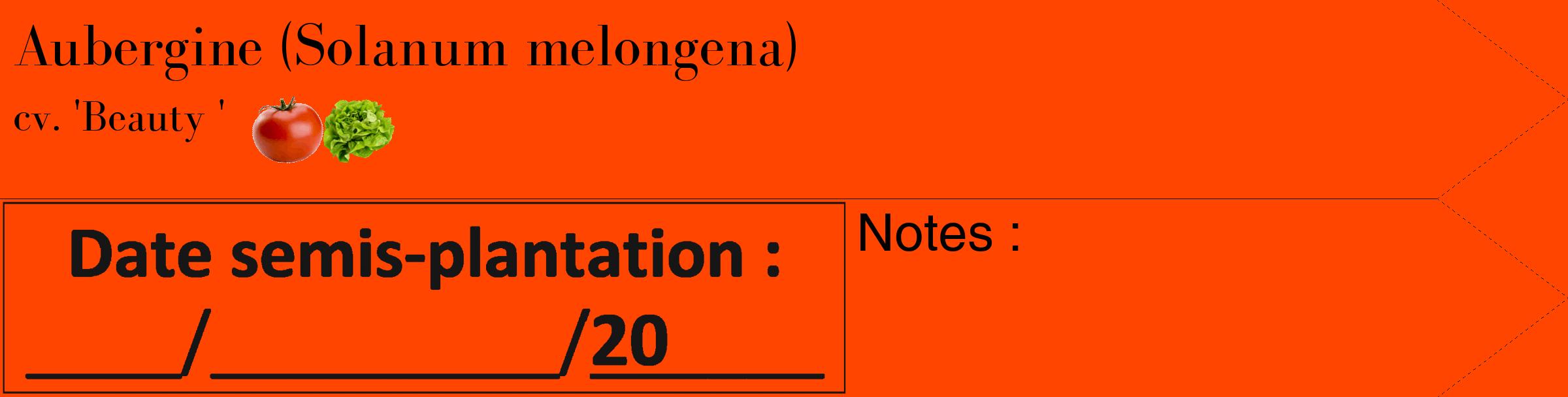 Étiquette de : Solanum melongena cv. 'Beauty ' - format c - style noire26_simple_simplebod avec comestibilité simplifiée