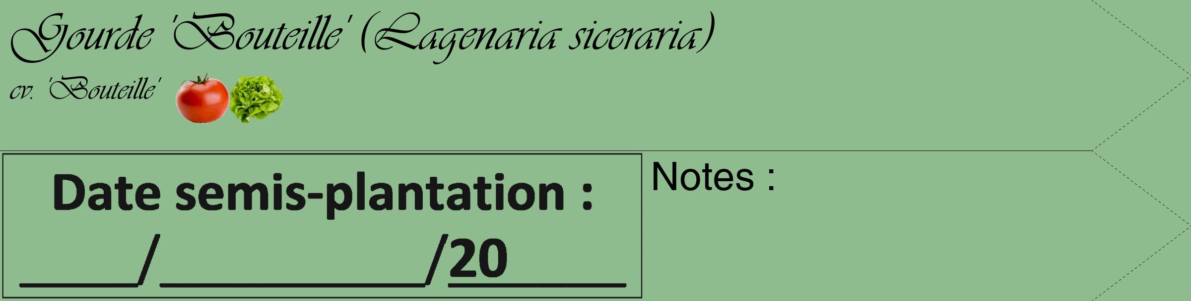 Étiquette de : Lagenaria siceraria cv. 'Bouteille' - format c - style noire13_simple_simpleviv avec comestibilité simplifiée