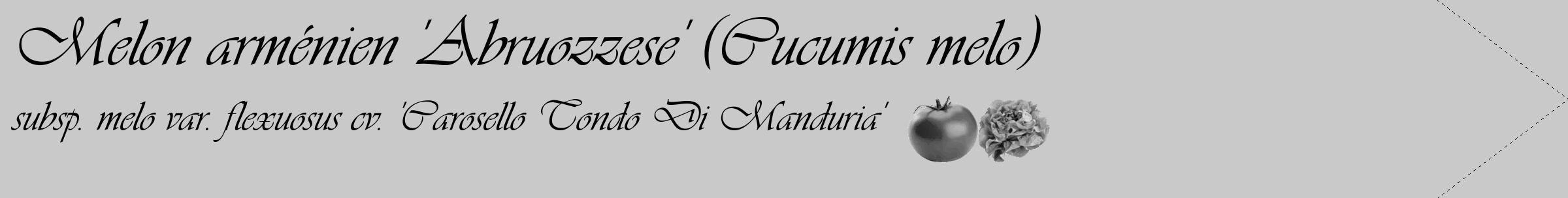 Étiquette de : Cucumis melo subsp. melo var. flexuosus cv. 'Carosello Tondo Di Manduria' - format c - style noire54_simple_simpleviv avec comestibilité simplifiée