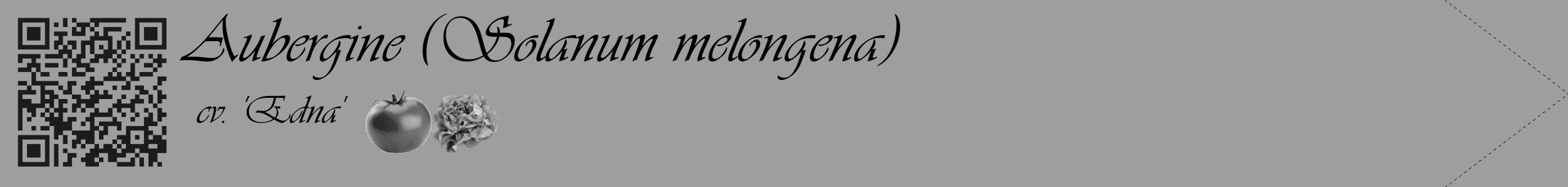Étiquette de : Solanum melongena cv. 'Edna' - format c - style noire23simple_basique_basiqueviv avec qrcode et comestibilité simplifiée
