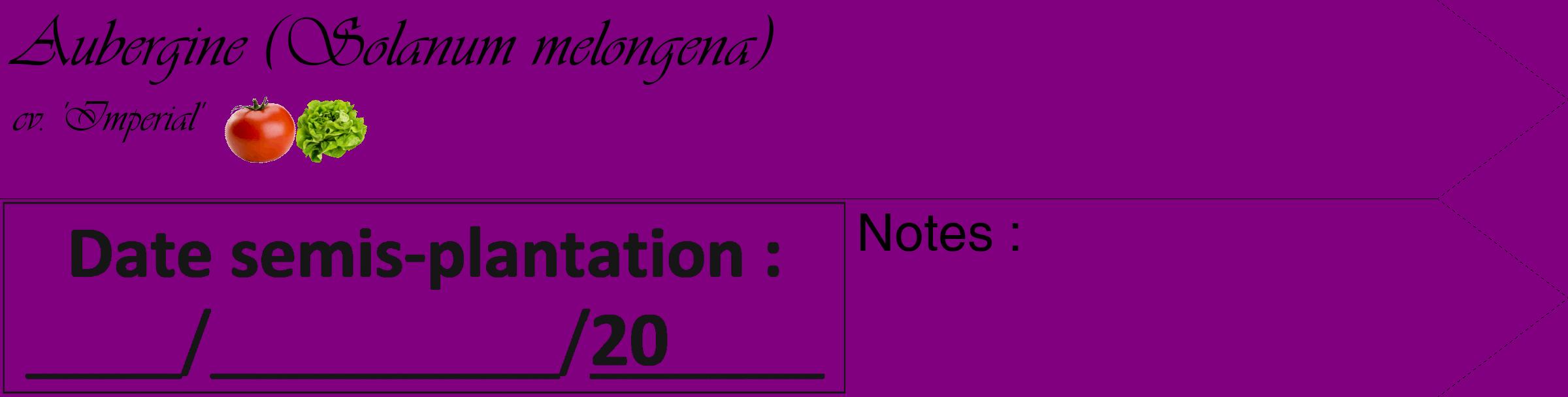 Étiquette de : Solanum melongena cv. 'Imperial' - format c - style noire46_simple_simpleviv avec comestibilité simplifiée